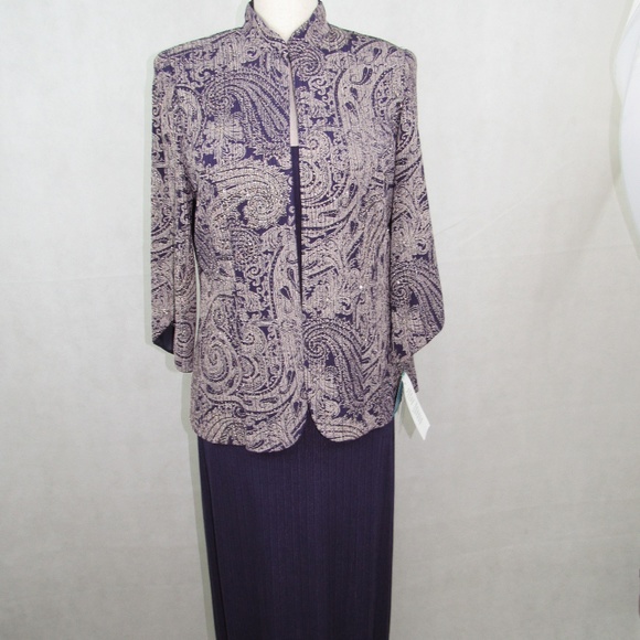 Alex Evenings 2 Pc Set Size 8 3/4 Slv Jacket Purpl - Picture 1 of 8